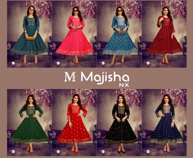 Majisha Nx Kanak 1 Latest Designer Fancy Wear RAyon Anarkali Kurti Collection
